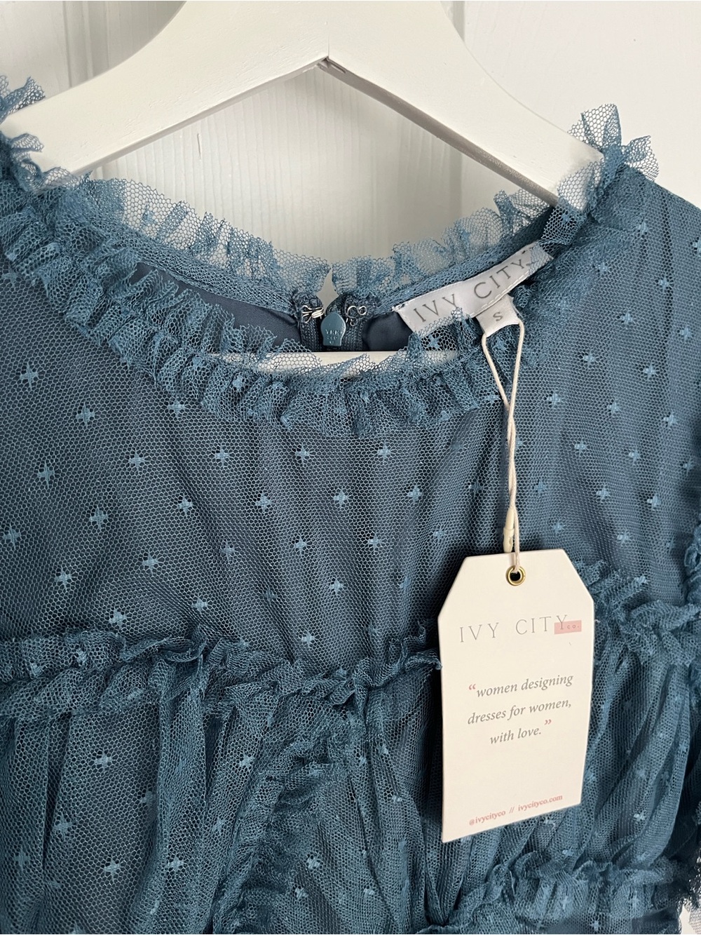 Ivy City Co. Whimsical dress in slate blue, size S - Picture 5 of 10